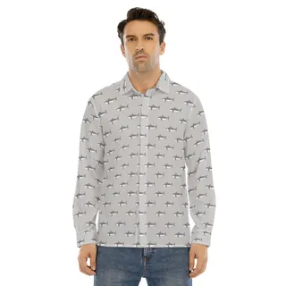 Funny Daddy Shark Long Sleeve Hawaiian Shirt For Men