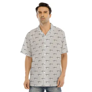 Men's Funny Daddy Shark Gray Hawaiian Shirt
