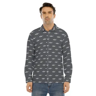 Daddy Shark Long Sleeve Hawaiian Shirt For Men