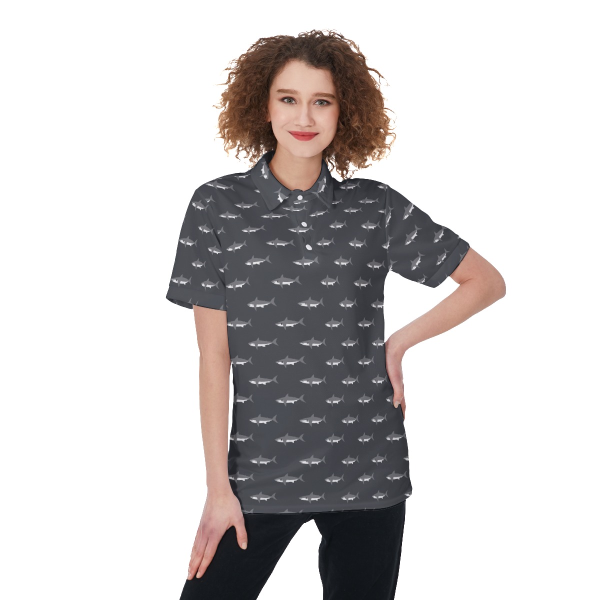 Mommy Shark Polo Hawaiian Shirt For Women - variant image 1