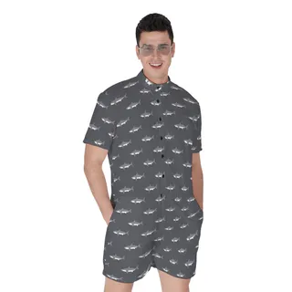 Daddy Shark Family Hawaiian Romper For Men