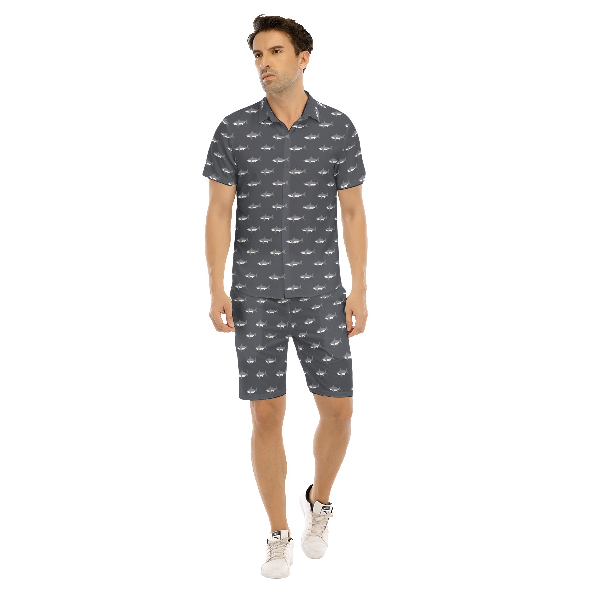 Men's Daddy Shark Hawaiian Shirt And Shorts - variant image 1