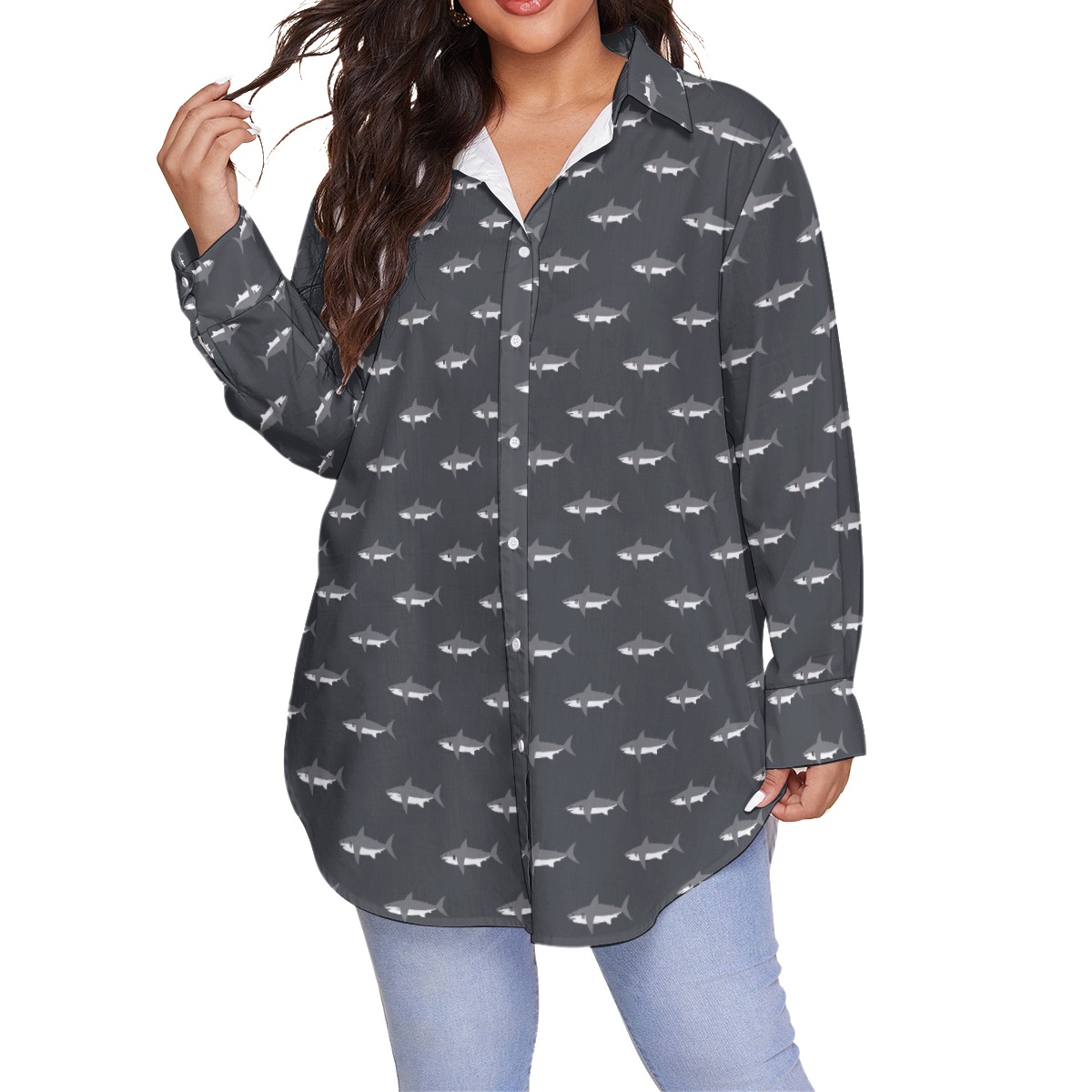 Women's Mommy Shark Plus Size Hawaiian Shirt - variant image 1