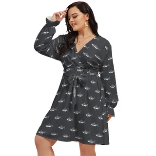 Mommy Shark Hawaiian Plus Size V-Neck Dress
