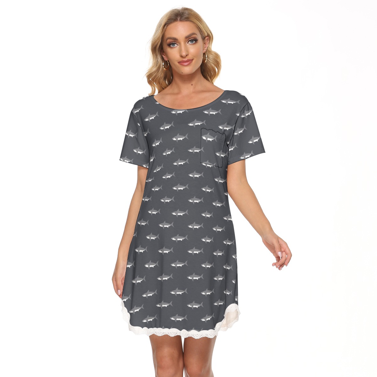 Mommy Shark Hawaiian Dress With Lace - variant image 1
