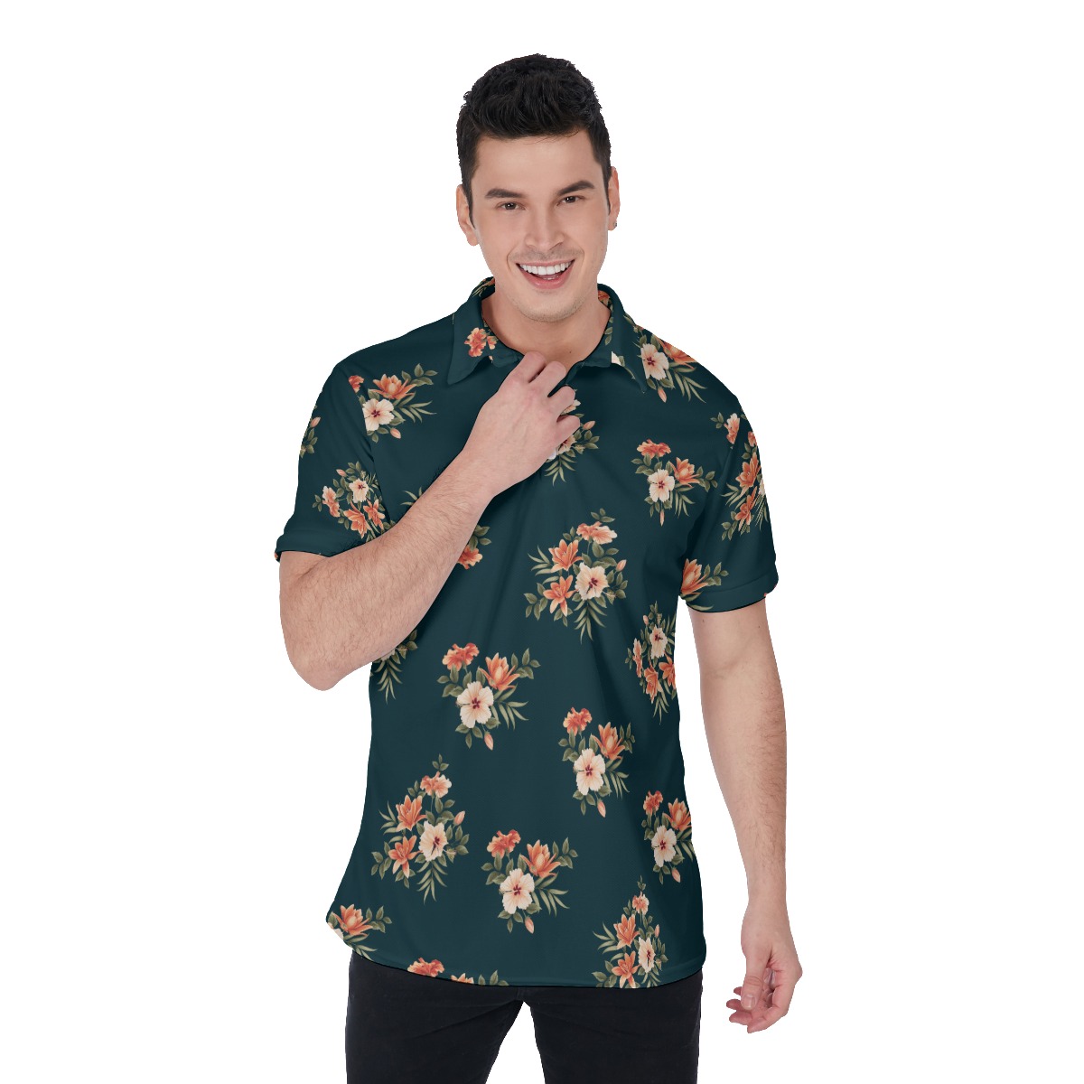 Men's Floral Hawaiian Polo Shirt - variant image 1