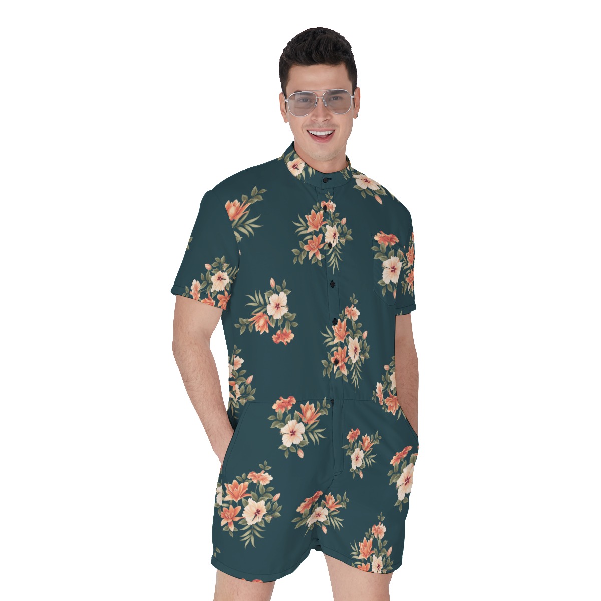 Floral Hawaiian Romper For Men - variant image 1