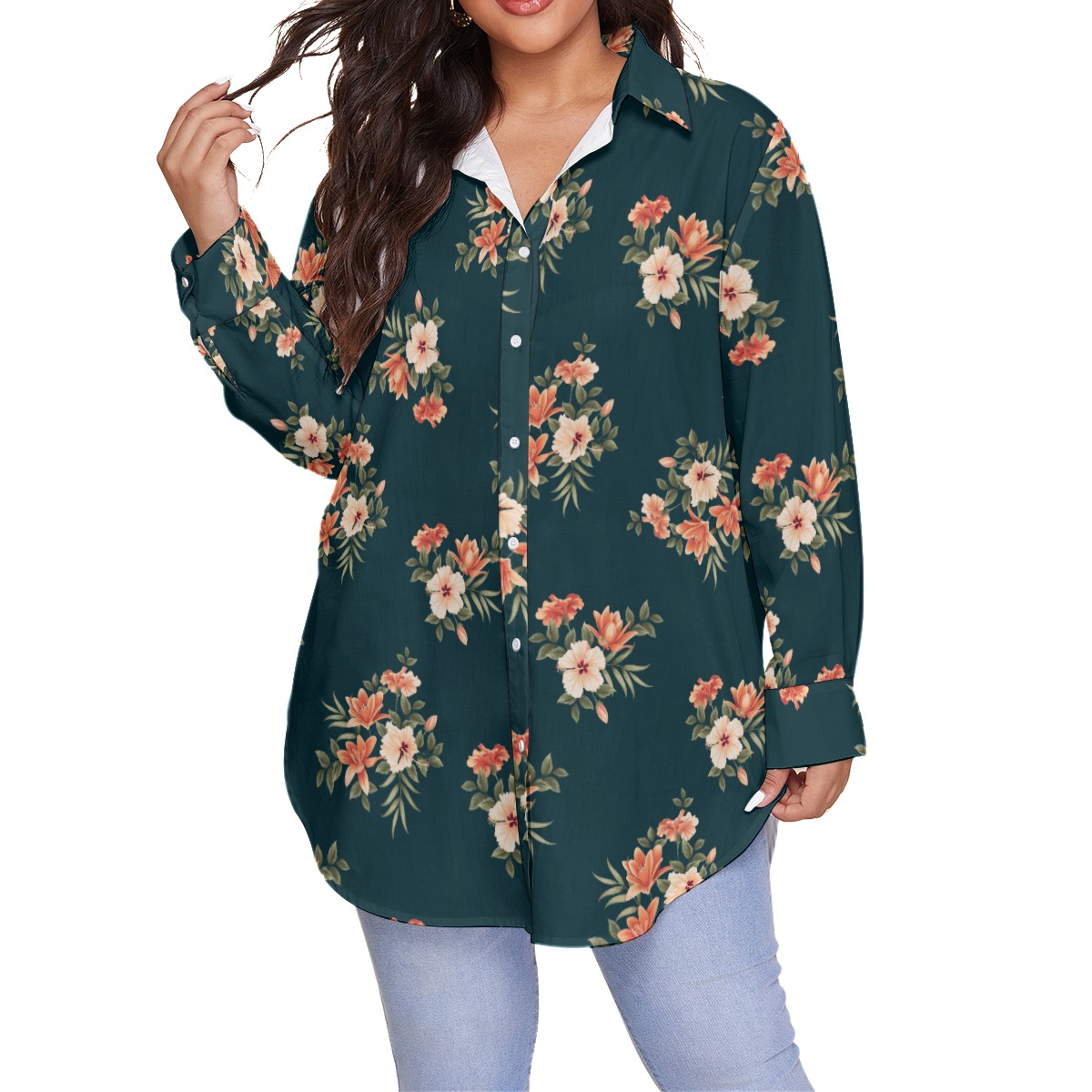 Women's Floral Plus Size Hawaiian Shirt - variant image 1
