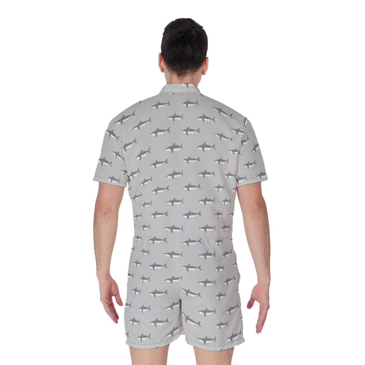 Cool Daddy Shark Family Hawaiian Romper For Men