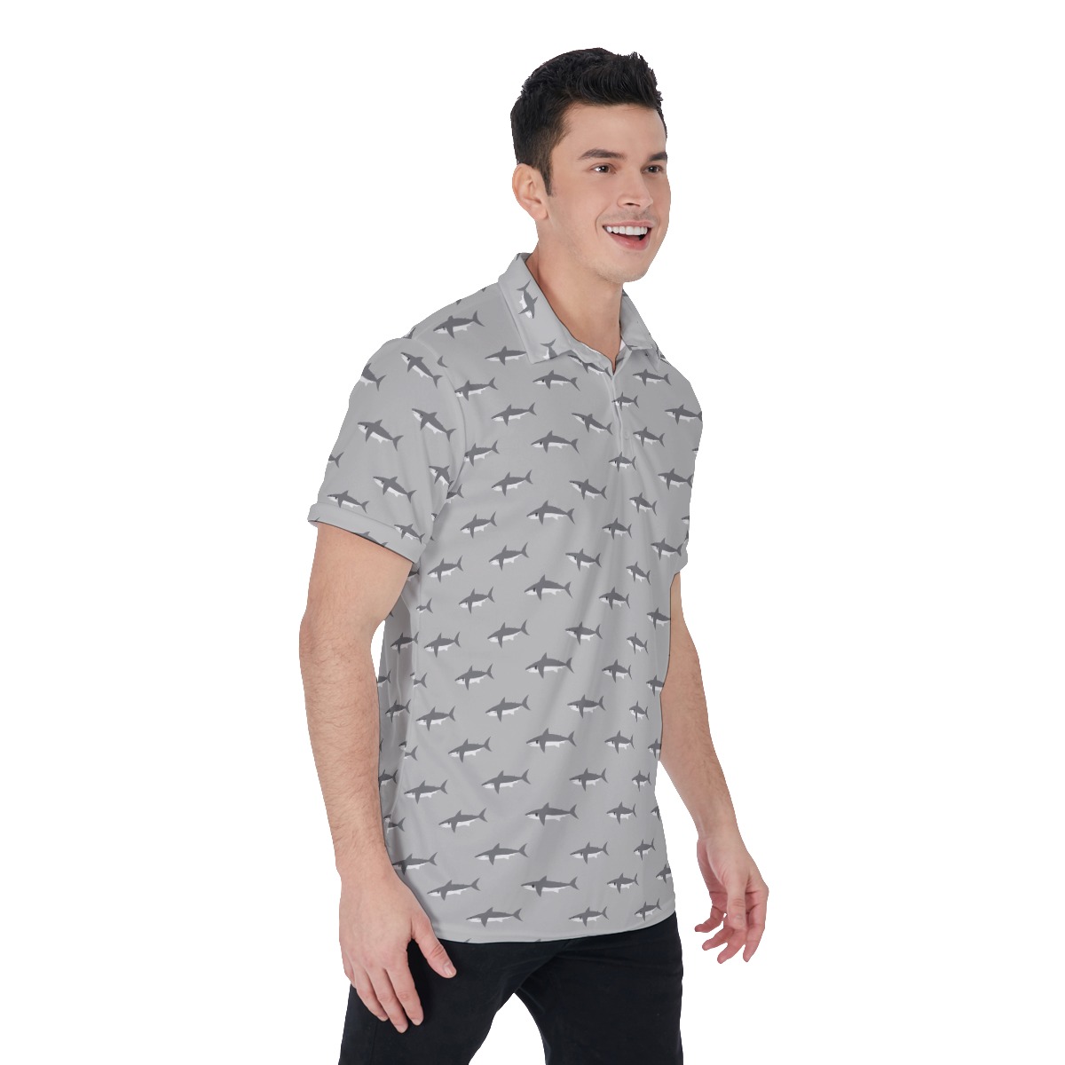 Men's Daddy Shark Hawaiian Polo Shirt