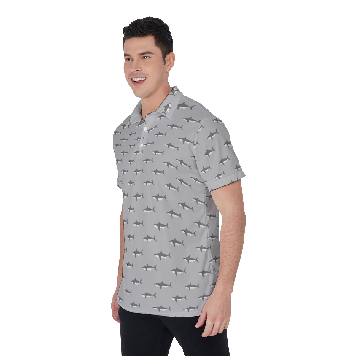 Men's Daddy Shark Hawaiian Polo Shirt