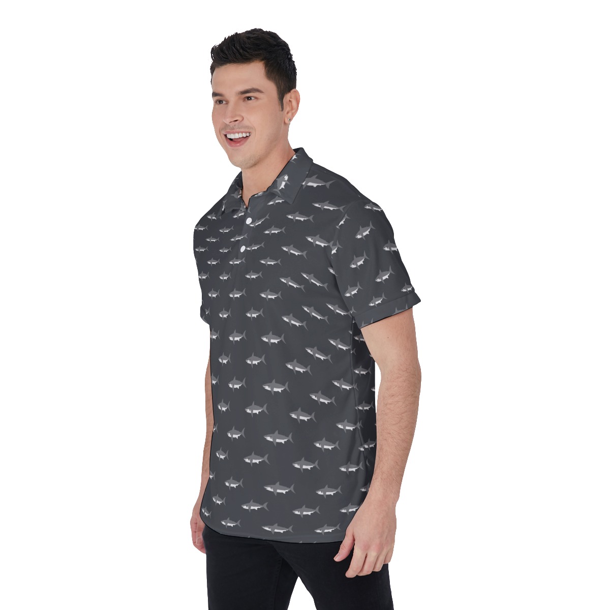 Men's Cool Daddy Shark Hawaiian Polo Shirt