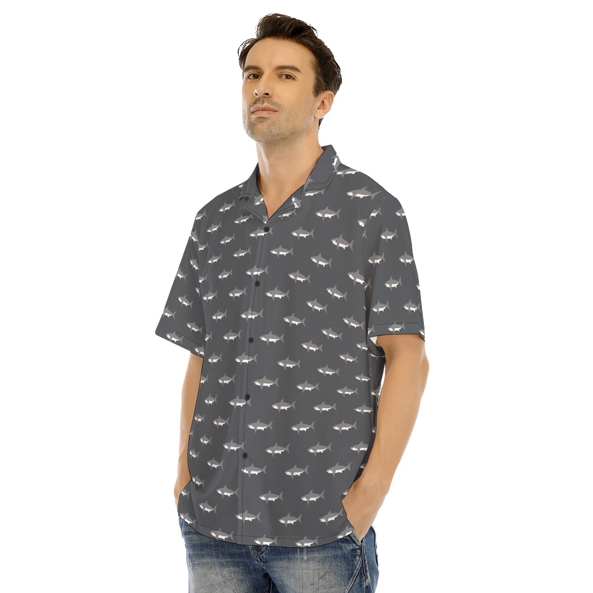 Men's Funny Daddy Shark Hawaiian Shirt
