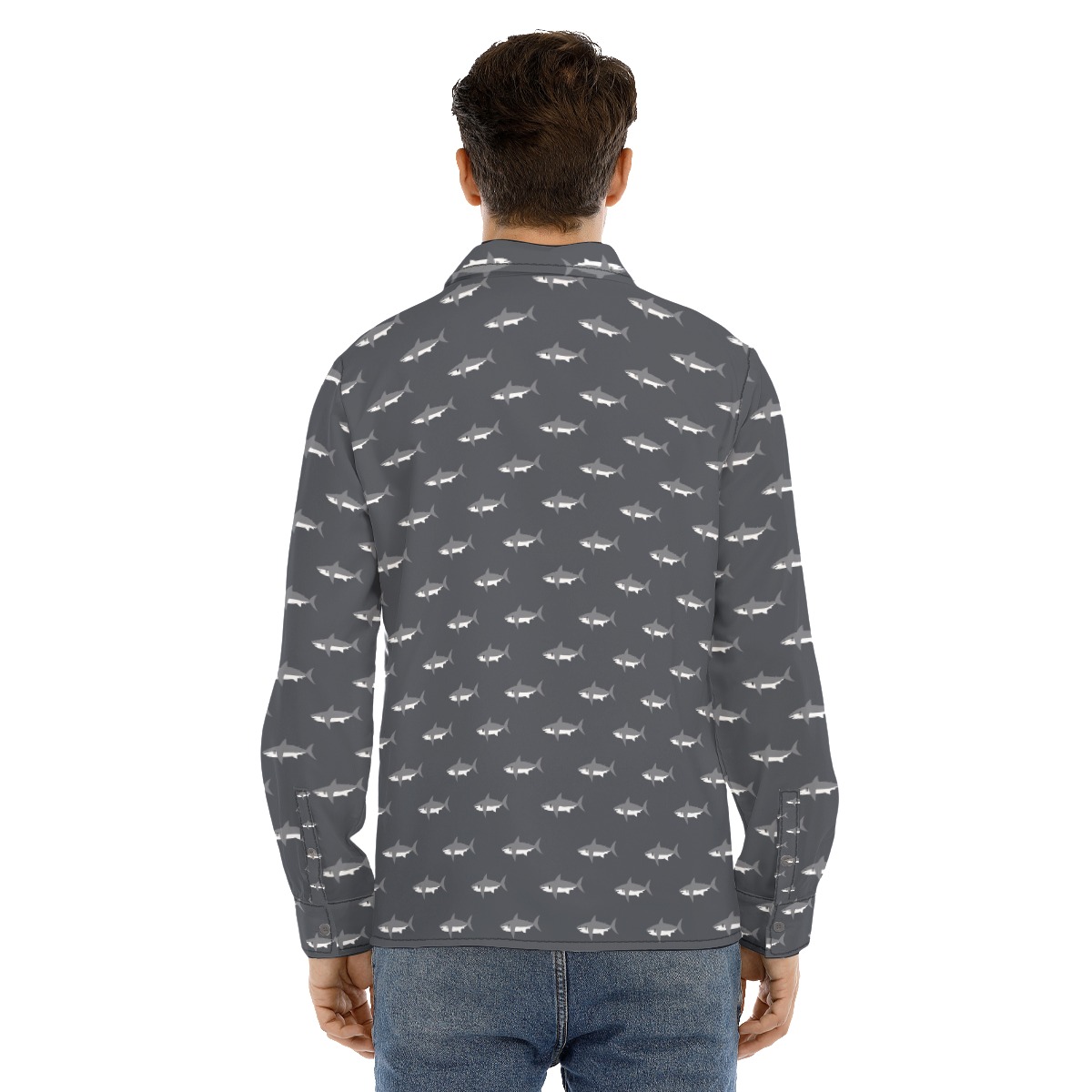 Daddy Shark Long Sleeve Hawaiian Shirt For Men