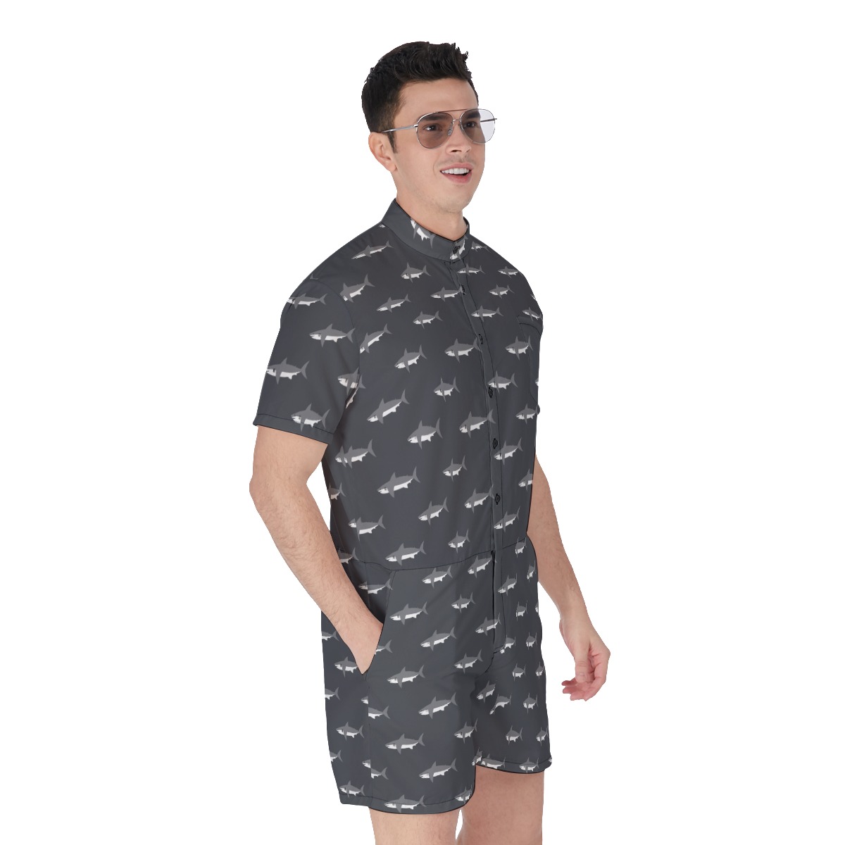 Daddy Shark Family Hawaiian Romper For Men