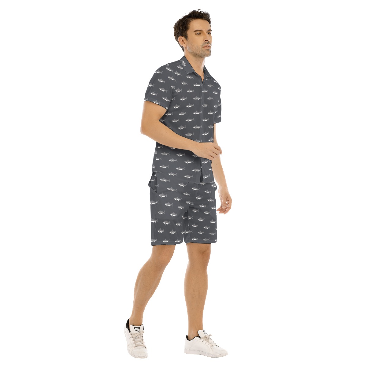 Men's Daddy Shark Hawaiian Shirt And Shorts