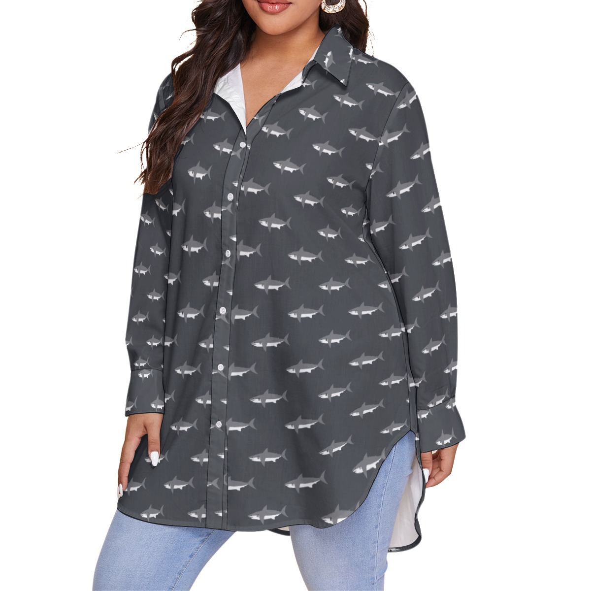 Women's Mommy Shark Plus Size Hawaiian Shirt