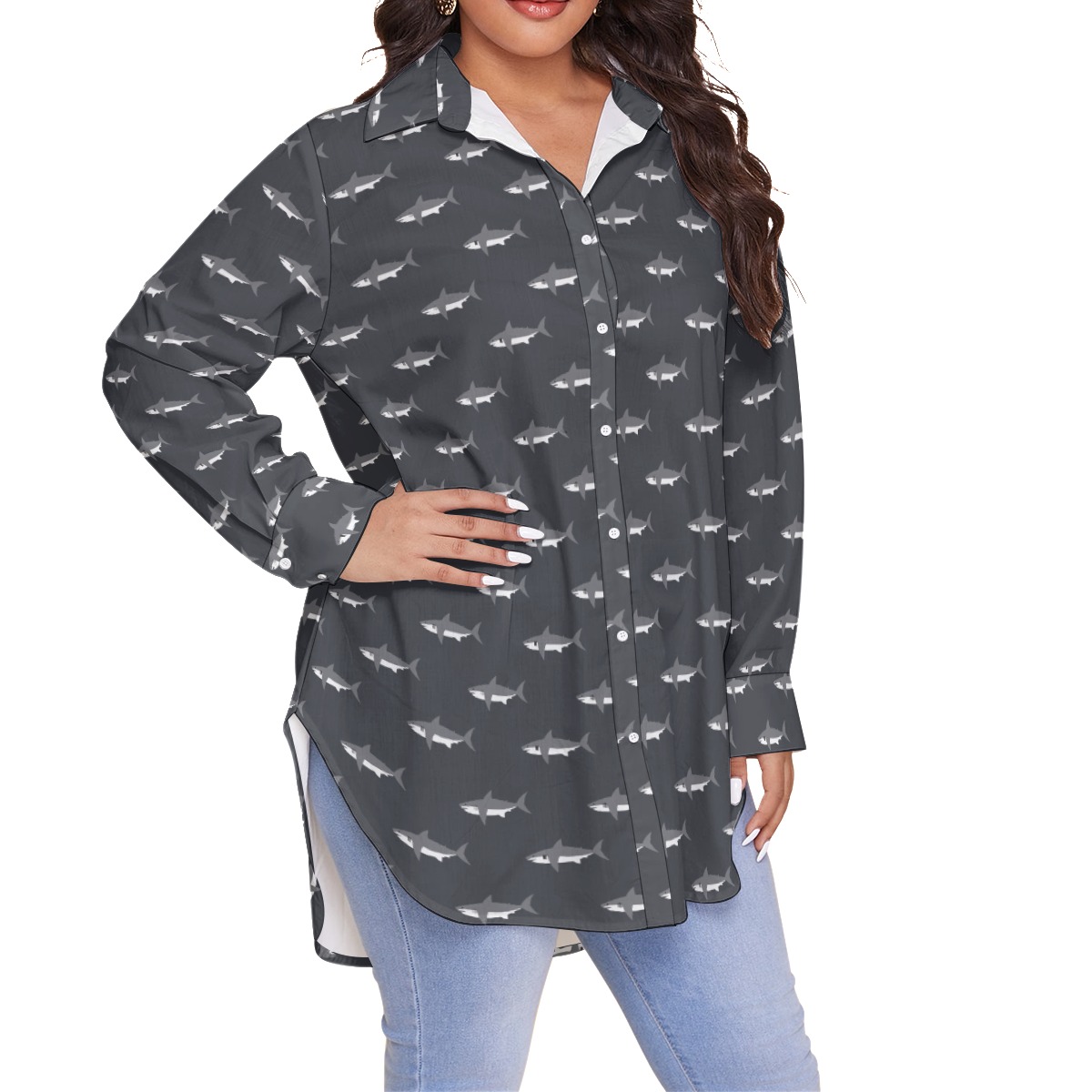 Women's Mommy Shark Plus Size Hawaiian Shirt