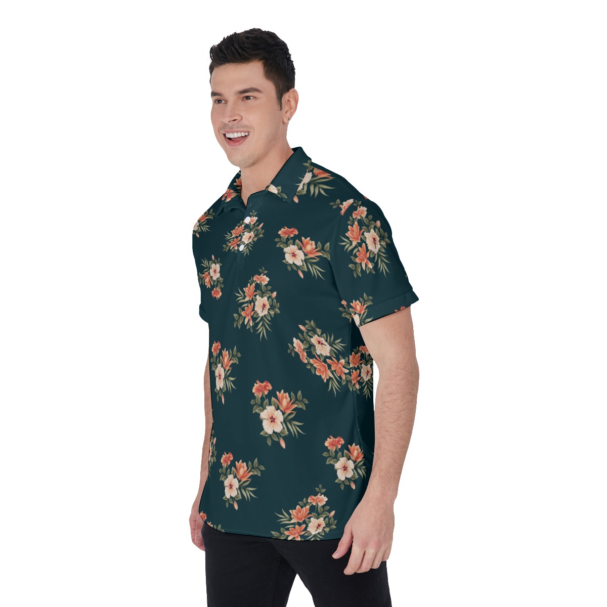 Men's Floral Hawaiian Polo Shirt