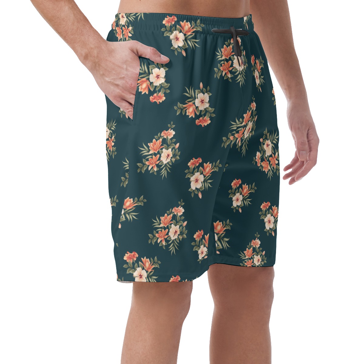 Men's Floral Hawaiian Beach Shorts
