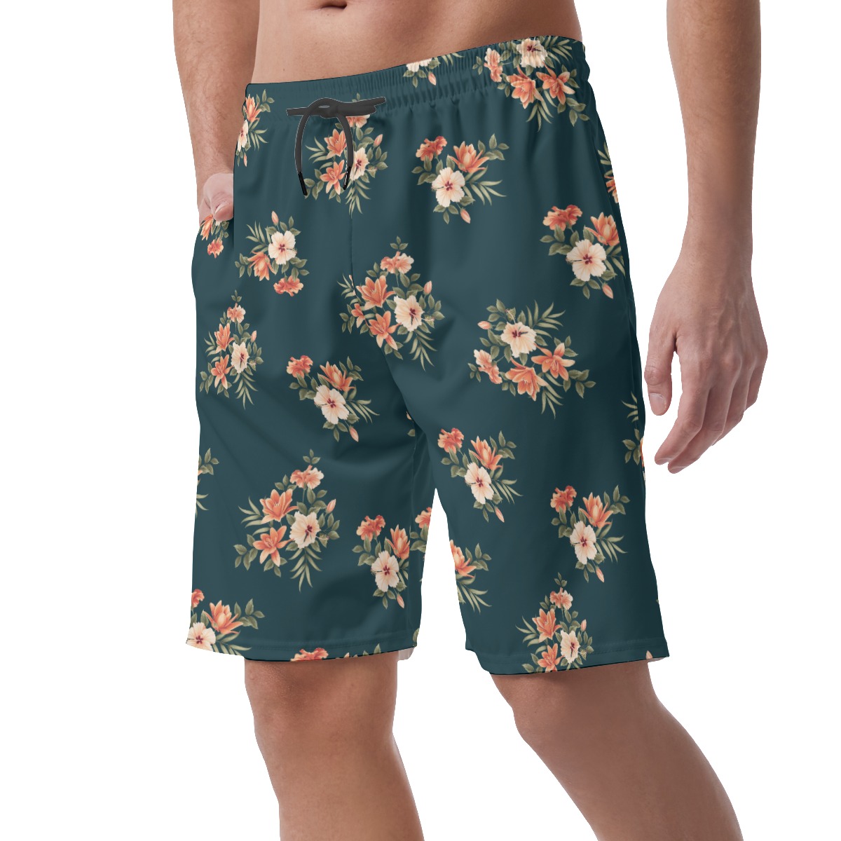 Men's Floral Hawaiian Beach Shorts
