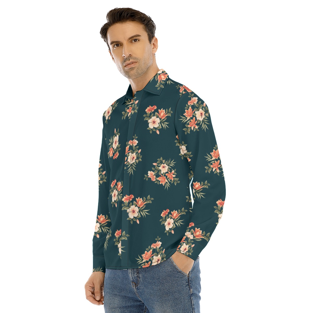 Tropical Long Sleeve Hawaiian Shirt For Men