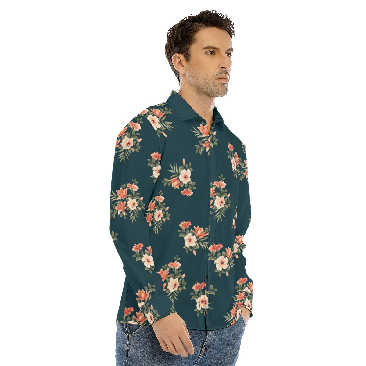 Tropical Long Sleeve Hawaiian Shirt For Men
