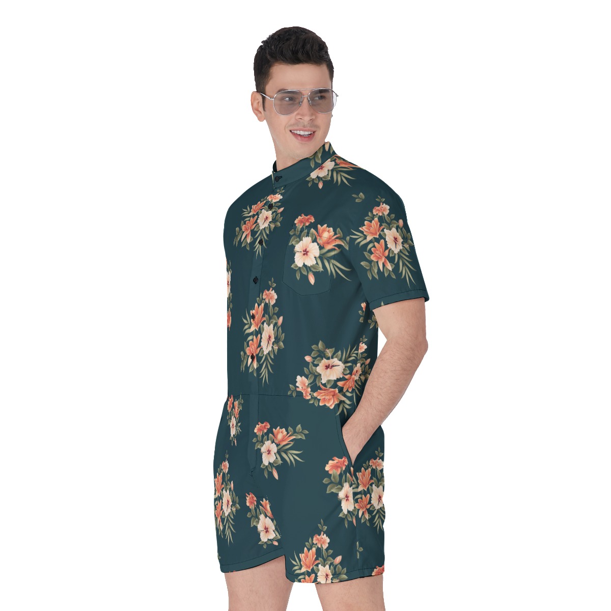 Floral Hawaiian Romper For Men