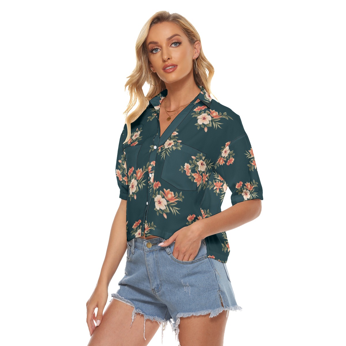 Tropical Hawaiian Crop Top Shirt For Women