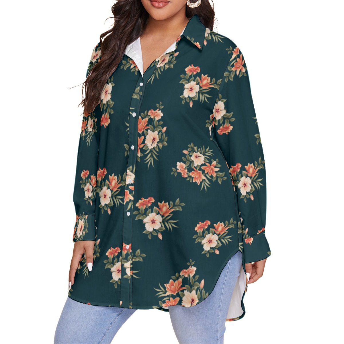 Women's Floral Plus Size Hawaiian Shirt