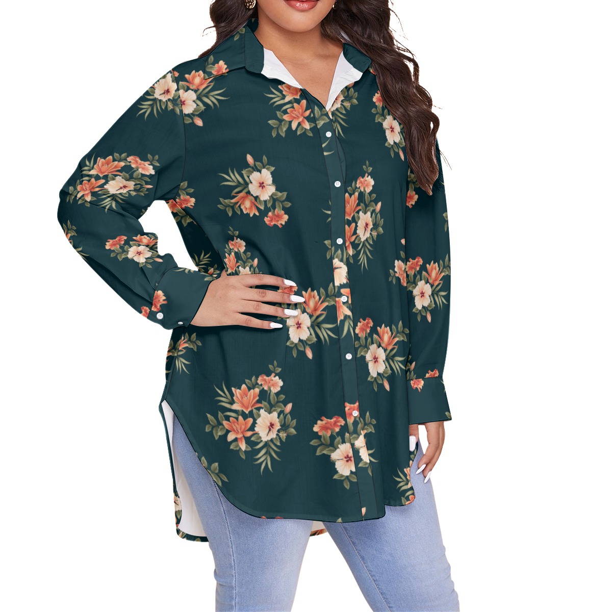 Women's Floral Plus Size Hawaiian Shirt
