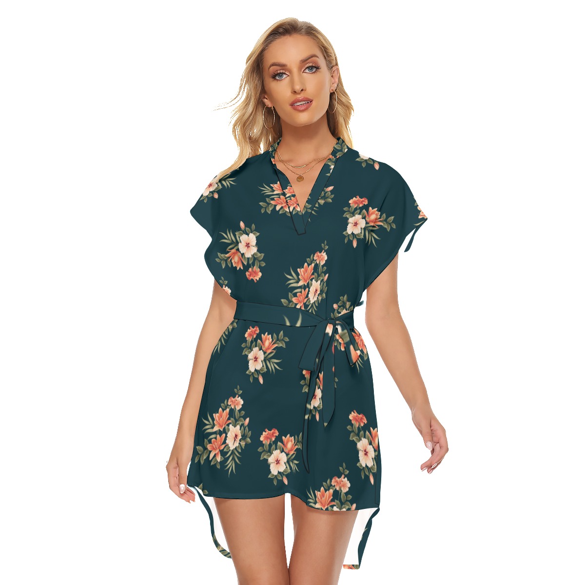 Floral Hawaiian Dress With Tie - variant image 1