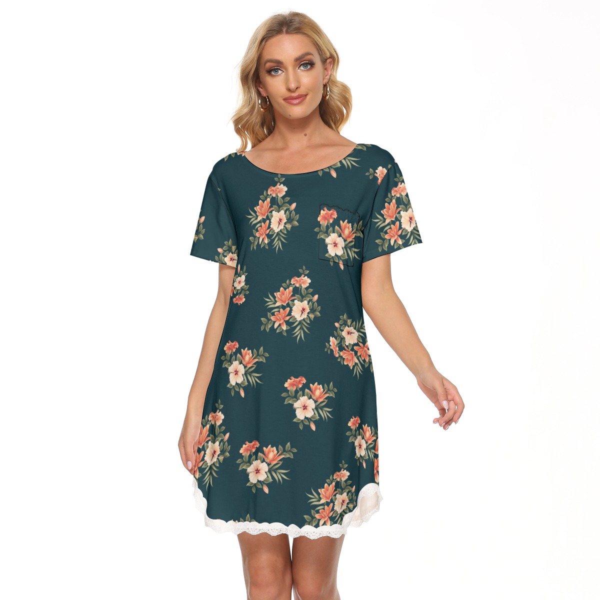 Floral Hawaiian Dress With Lace - variant image 1