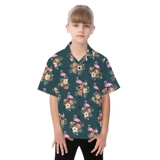 Flamingo Tropical Hawaiian Shirt For Kids
