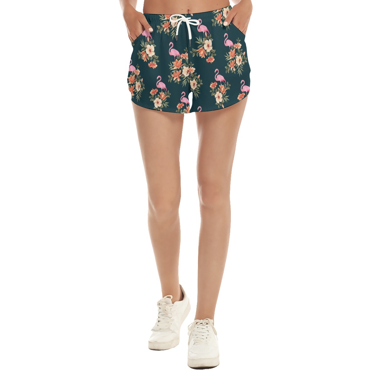 Floral Flamingo Beach Shorts For Women - variant image 1