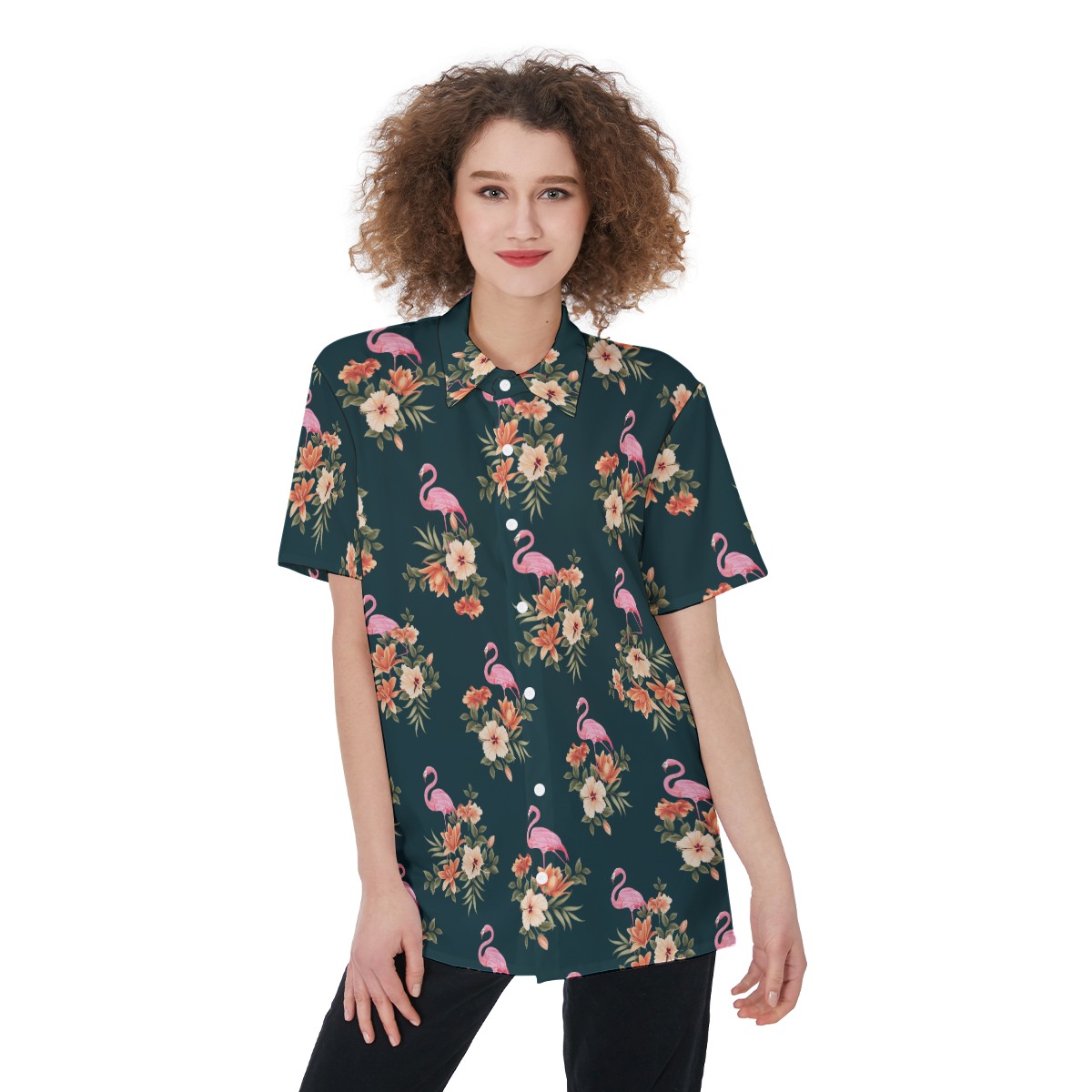 Flamingo Tropical Hawaiian Shirt For Women - variant image 1