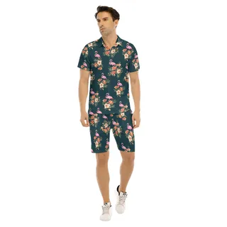 Men's Tropical Flamingo Hawaiian Shirt And Shorts