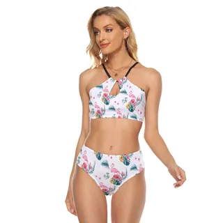 Flamingo Hawaiian Two-piece Swimsuit For Women