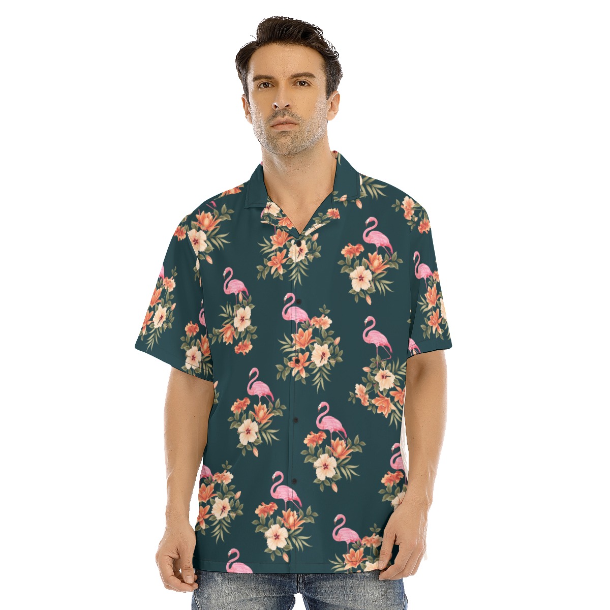 Men's Flamingo Floral Hawaiian Shirt - variant image 1