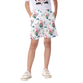 White Flamingo Hawaiian Beach Shorts For Kids