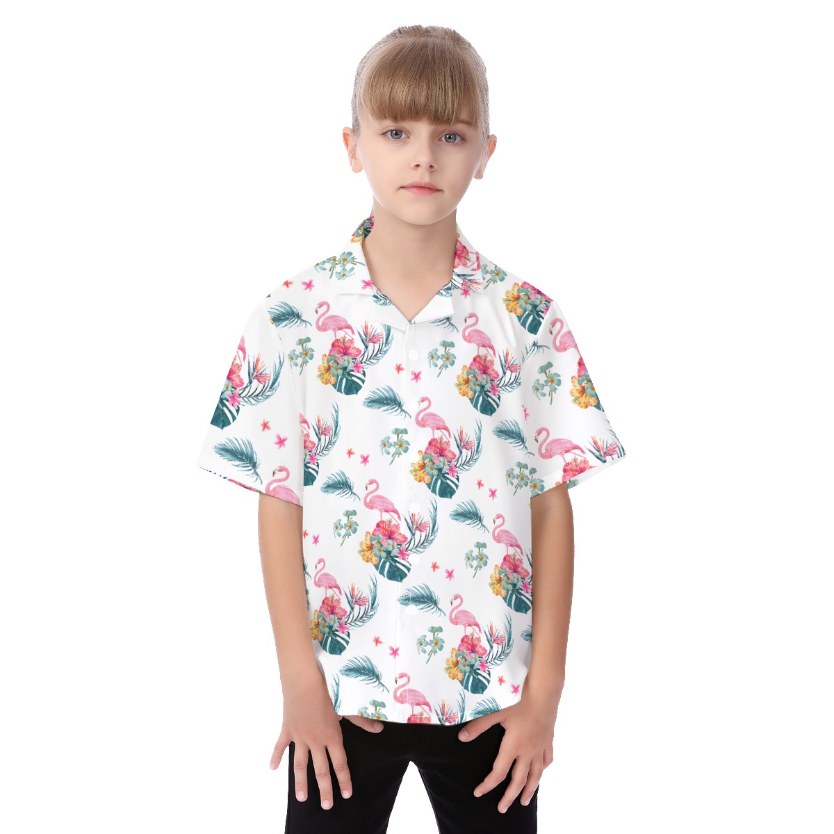 Flamingo White Hawaiian Shirt For Kids - variant image 1