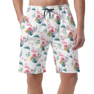 Men's Flamingo Tropical Hawaiian Beach Shorts