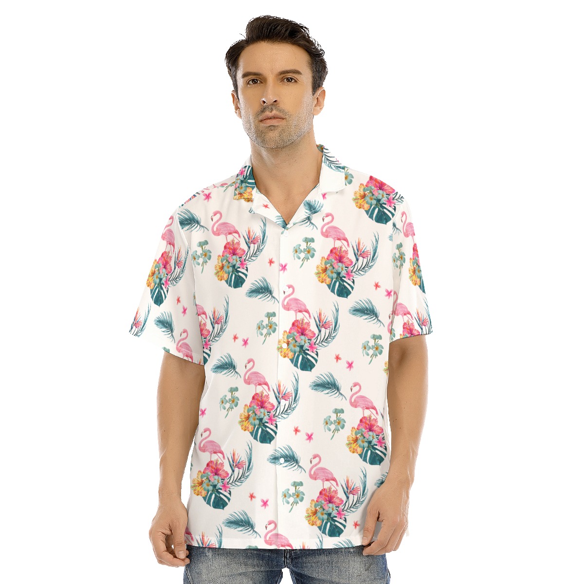 Flamingo White Men's Hawaiian Shirt - variant image 1
