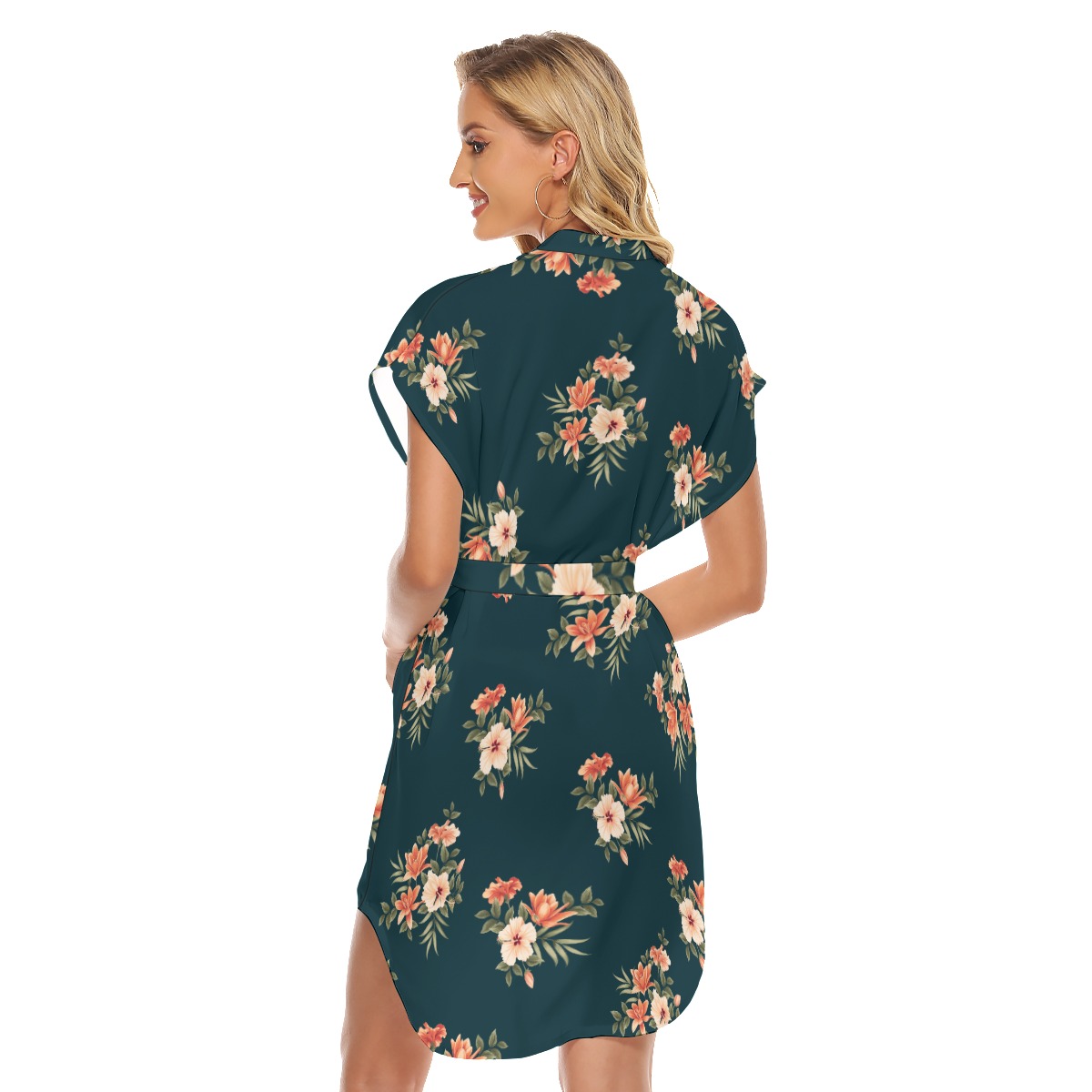 Floral Hawaiian Dress With Tie