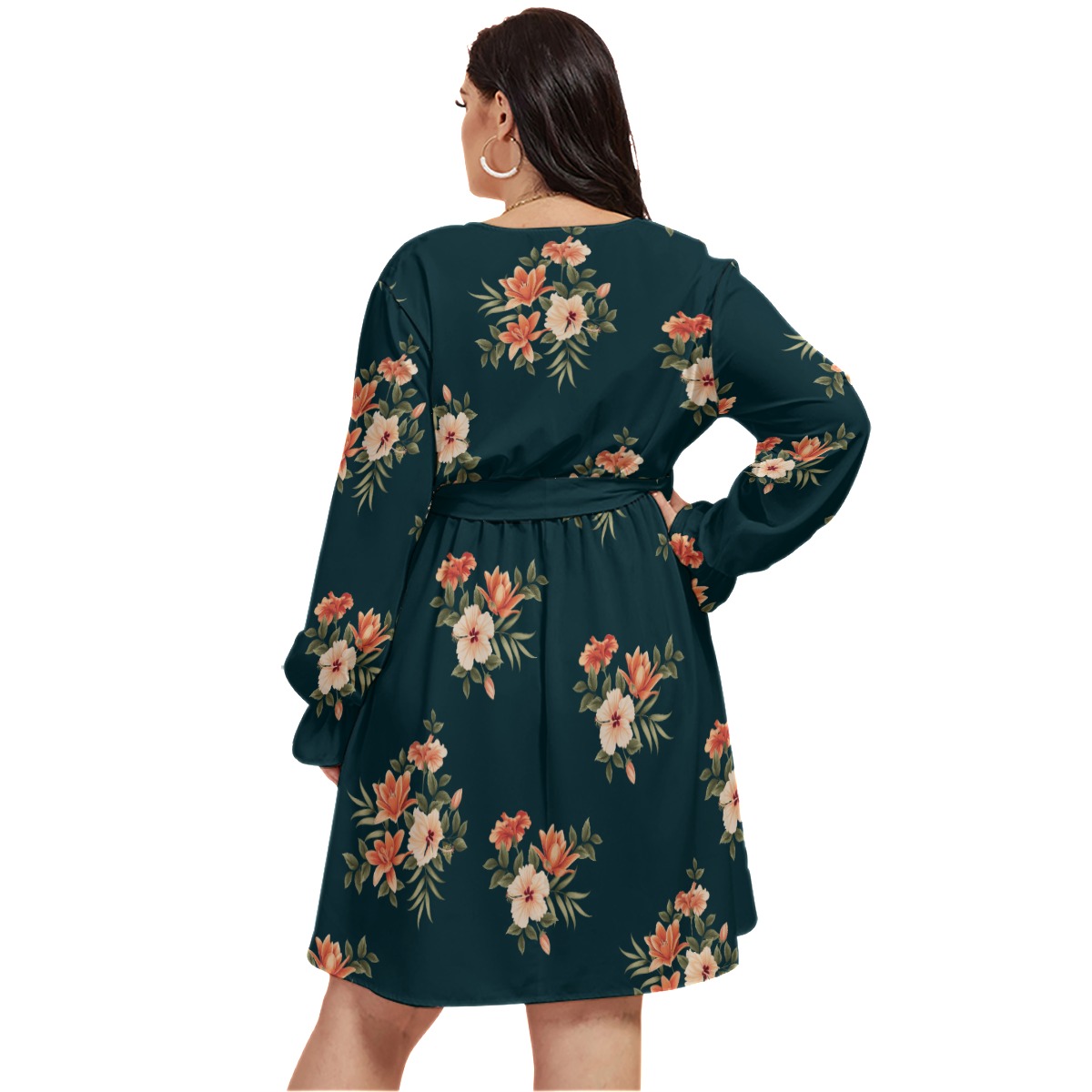 Floral Hawaiian Plus Size V-Neck Dress
