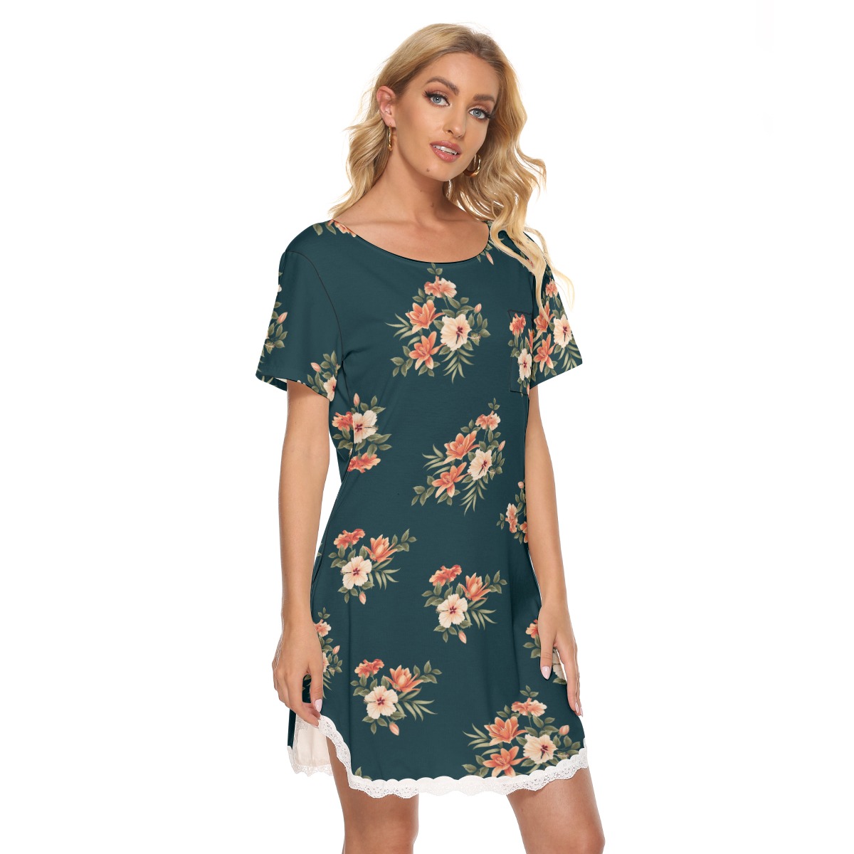 Floral Hawaiian Dress With Lace
