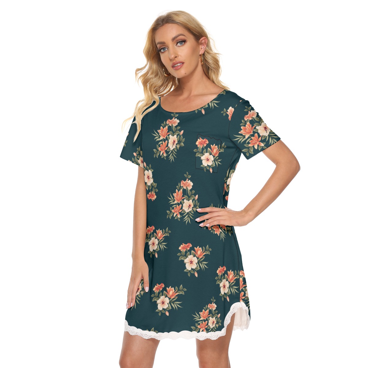 Floral Hawaiian Dress With Lace