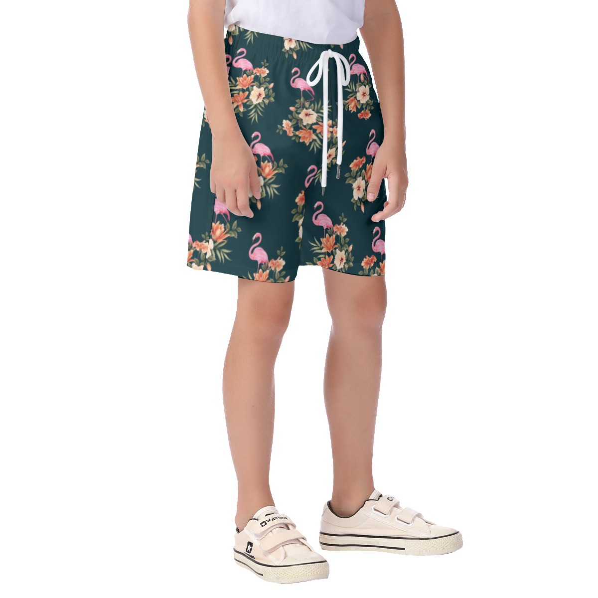 Tropical Flamingo Hawaiian Beach Shorts For Kids