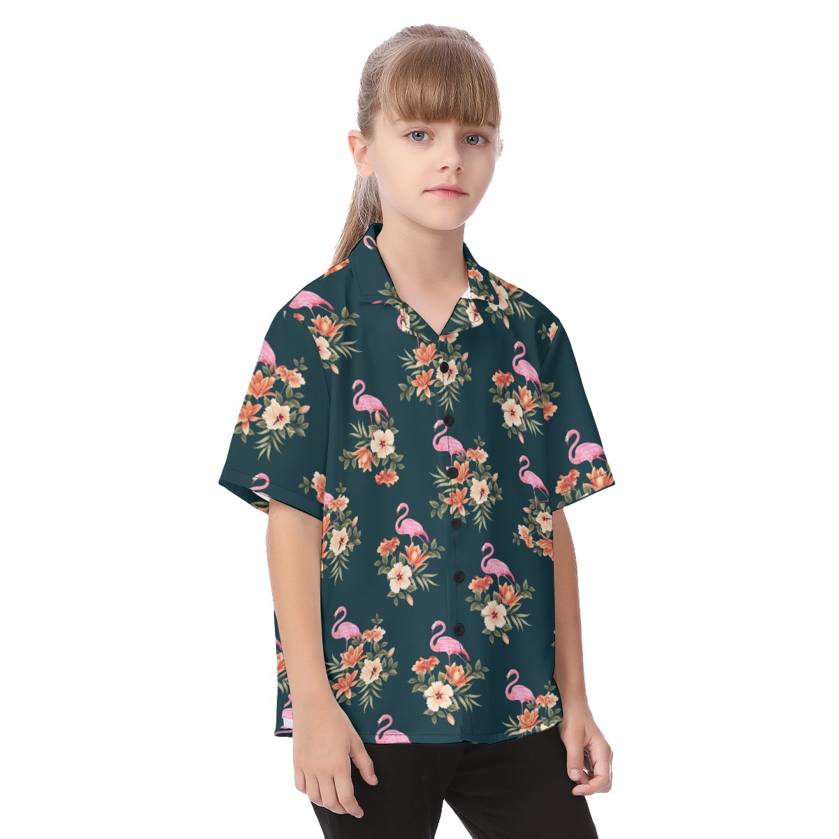 Flamingo Tropical Hawaiian Shirt For Kids