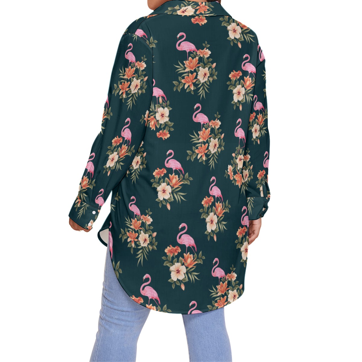 Women's Flamingo Floral Plus Size Hawaiian Shirt